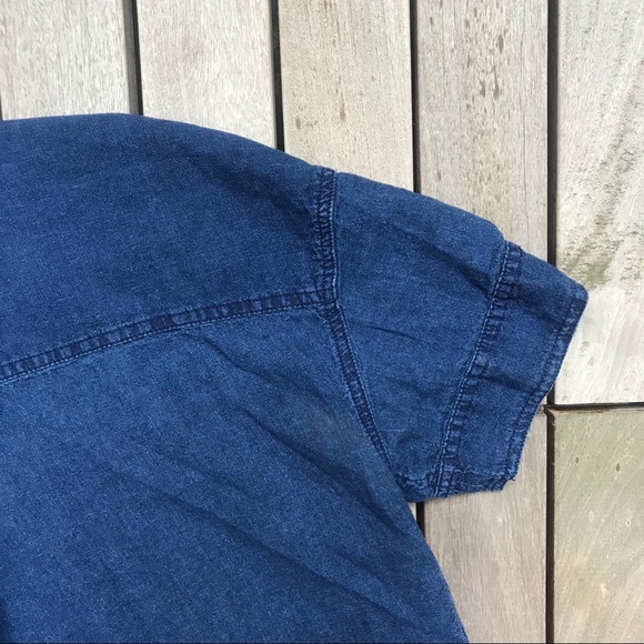 J CREW Dark Blue Denim Short Sleeve Button Down - Picture 5 of 7